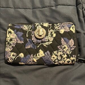 Vera Bradley Black and Blue Floral Wallet